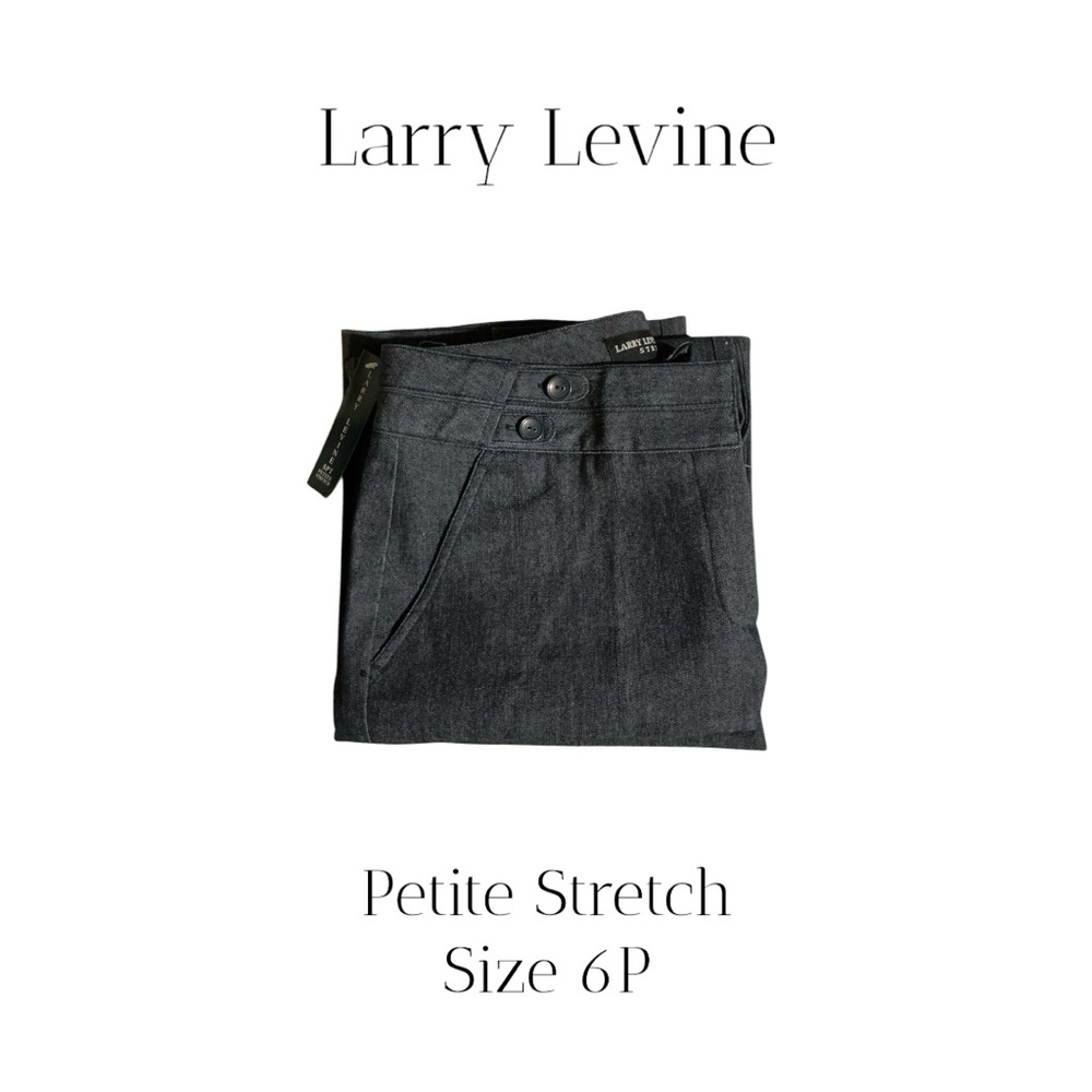 NWT Larry Levine Petite Stretch Dress Pants Dark Gray Blue Size 6P